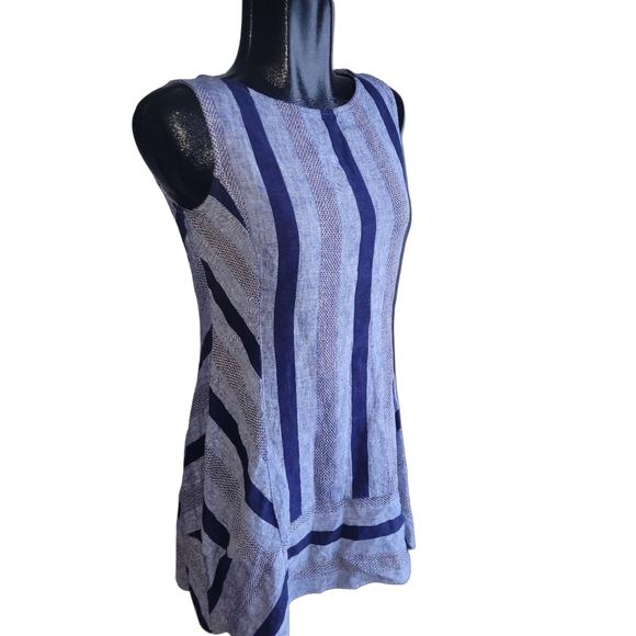 Kenar Blue Linen Blend Sleeveless Dress M - Picture 3 of 7